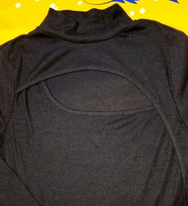 Black Cutout Long Sleeve Top