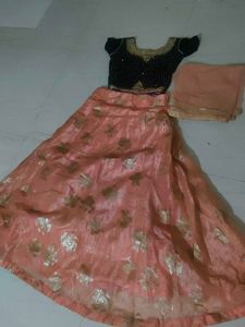 Pink Lehenga With Blause And Dupatta Net Printed