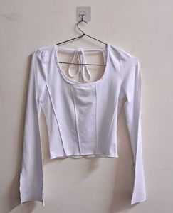 White Square Neck Top