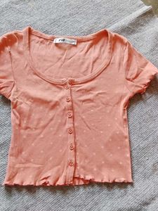 Cute Peach Button-Up Top