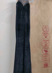 Rhinestone Velvet padded black mermaid gown