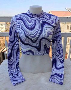 Purple Swirl Long Sleeve Crop Top