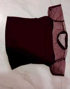 Burgundy Sheer Top ...With Heart Net Shape 🎀