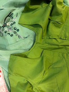 Green Floral Sequins Saree