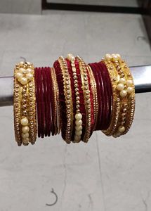 Maroon &amp; Gold Bridal Chura Set