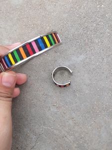 Multicolour Braclete With A Ring