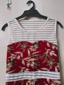 crimson red-white floral mini summer dress 🍒