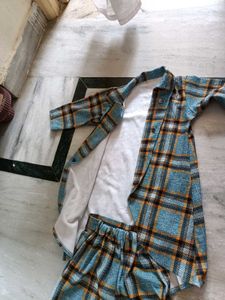 Plaid Print Pants with jacket top