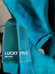 imported ESSEME women&#39;s teal hooded sweatshirt