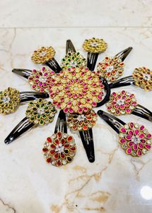 middle clip 200/-,hair tie 50, side clips 60 pair