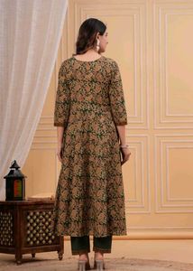 Green Multi Colour Two Layer Anarkali