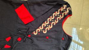 Black &amp; Red Long Gown Or Kurti