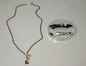 New Mangalsutra,  New Brooch /Saree Pin & Black Mini Hair Clip