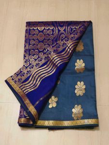 Blue & Gold Dress Material