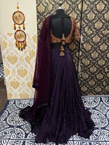 Elegant flairy  Purple Lehenga