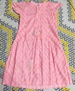 Pink Eyelet Sequence Kurta Set