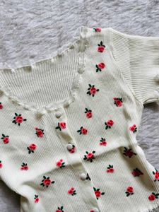 Floral Ribbed Knit Top