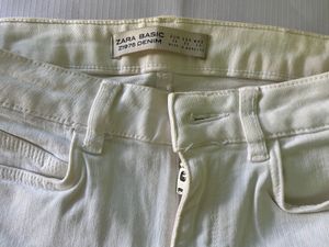 Zara White Jeans with Striped Detail