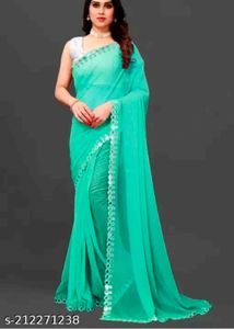 Elegant Black Mirror Work Saree