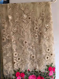 Embroidered Floral Soft Net Saree