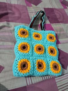 Sunflower Crochet Tote Bag