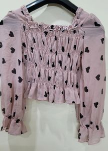 Pink Georgette Heart Top