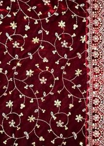 Maroon Velvet Embroidered Shawl