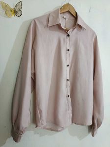 Pearl Pink Silk Satin Shirt