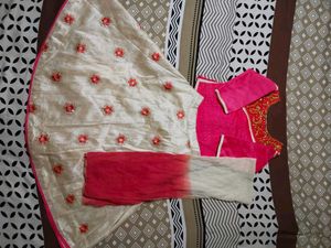 Lehenga Choli In Rani Pink and Cream Colour