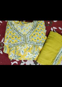 Yellow Printed Kurta Set