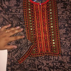 Latest Cotton Kurti With Embroidery And Mirror Work
