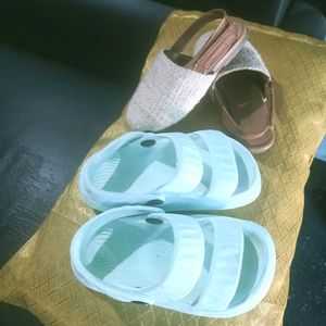 White Woven Clogs Combo