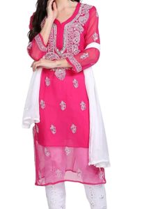 Pink Embroidered Kurti