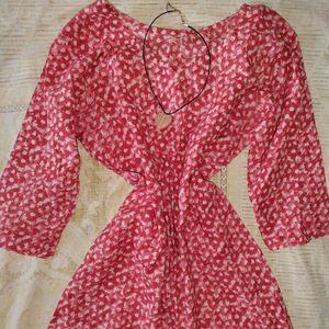 Floral Print Red short kurti