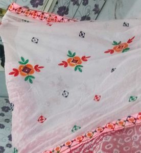 Floral Embroidered 2 Pink Dupatte