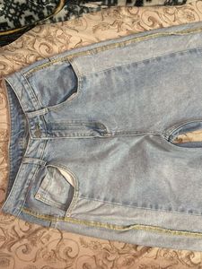 Wide Leg Jeans with Side Detail