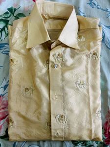 Vintage Silk Elephant Embroidered Shirt