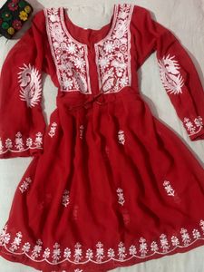 Red Embroidered Kurti