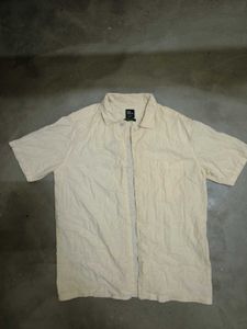 Cream Texture Camp Collar Shirt
