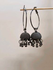 ✨ Oxidised Floral Studs &amp; Statement Dangle Hoops C