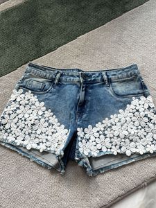 Denim Floral Shorts