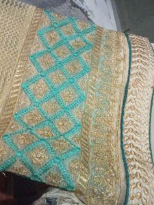 Elegant Turquoise &amp; Gold Saree