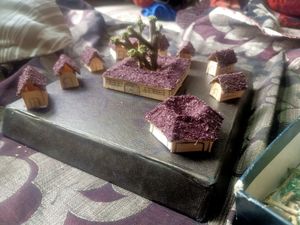 Mini Craft Ideas Hand Made ColourFul Huts Haveli Trees Pent House