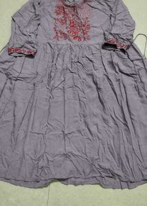 Elegant Embroidered Grey Dress