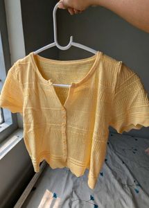 Yellow Net Crop Top
