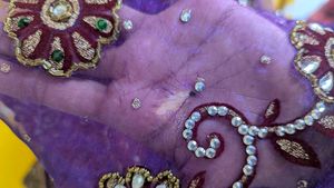 Purple heavy work Saree