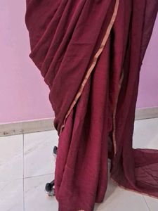 Elegant Maroon Saree with Blouse For Girls