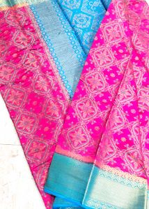 Pink &amp; Blue Silk Saree