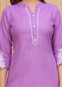 Lavender Embroidered Kurta Set