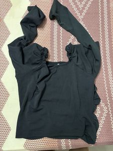 Full Sleeve Ruched Tummy Waist Crop Top Ful